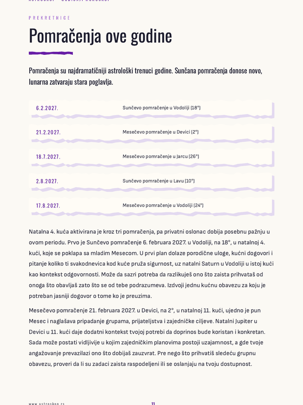 Primer strane sa pomračenjima godine